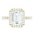 thumbnail image 4 of Rosec Jewels Certified Moissanite Emerald Cut Engagement Ring with Halo - 2 Carat Moissanite Ring - 7X9 mm, D-VS1 Quality, 14K Yellow Gold, US 8.50, 4 of 9