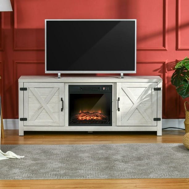 COSTWAY Meuble TV avec cheminée électrique pour téléviseurs jusqu