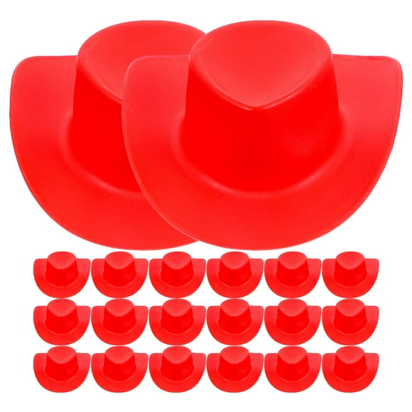 KAKOWELY 20 mini sombreros de vaquero occidentales de plástico en miniatura para casa de muñecas.