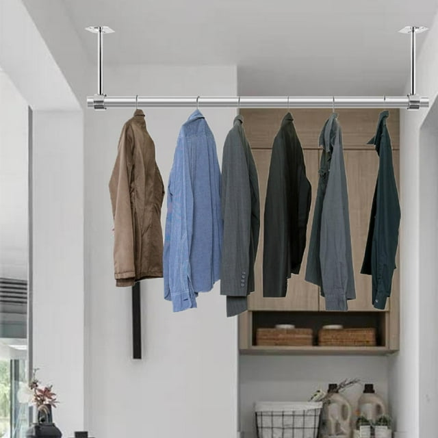 Colgador de armario Soporte de tubo 25 mm de diámetro Poste de ropa Barra de riel colgante, Barra de cortina de armario Asiento de tendedero de ropa, 50 cm Baoblaze soporte de armario