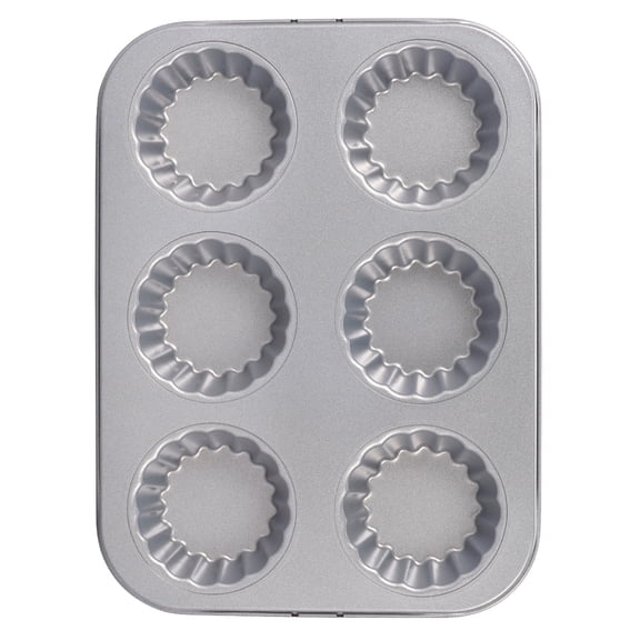 Hormy Muffin Pan, 6 Cup Regular Size Non-Stick Carbon Steel Cupcake Tin, Durable Bakeware for Home Baking, Muffins, Cupcakes and Brownies, Gray