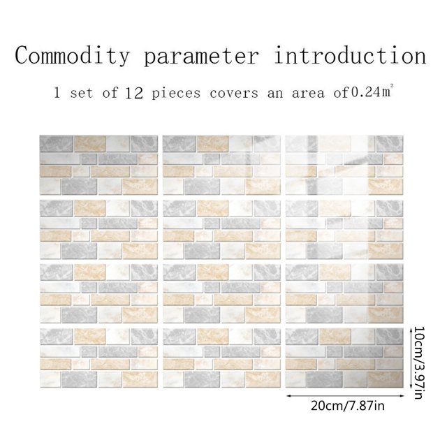 JJKBVCLO 12pc Peel And Stick Ceramic Tile Paste 3D Lattice Crystal Ceramic Tile Paste DIY Waterproof Self Adhesive Wall Sticker