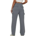 thumbnail image 3 of Tungbrin Women's Cargo Pants High Waist Solid Outdoor Casual Trouser with Pockets Stretch Soft Comfy Straight Leg Pants, 3 of 6