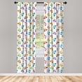thumbnail image 3 of Ambesonne Cartoon Curtains, Owls Face Expressions, Pair of 28"x84", Multicolor, 3 of 5