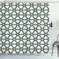 thumbnail image 1 of Nostalgic Shower Curtain, Vintage Design of Floral Inspiration Connected Motifs on Plain Backdrop, Fabric Bathroom Set with Hooks, 69W X 75L Inches Long, White and Dark Teal, by Ambesonne, 1 of 3