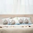 thumbnail image 3 of Ambesonne Retro Throw Pillow Cover 4 Pack, Ornate Greek Ship, 16", Pale Blue Redwood Umber, 3 of 6