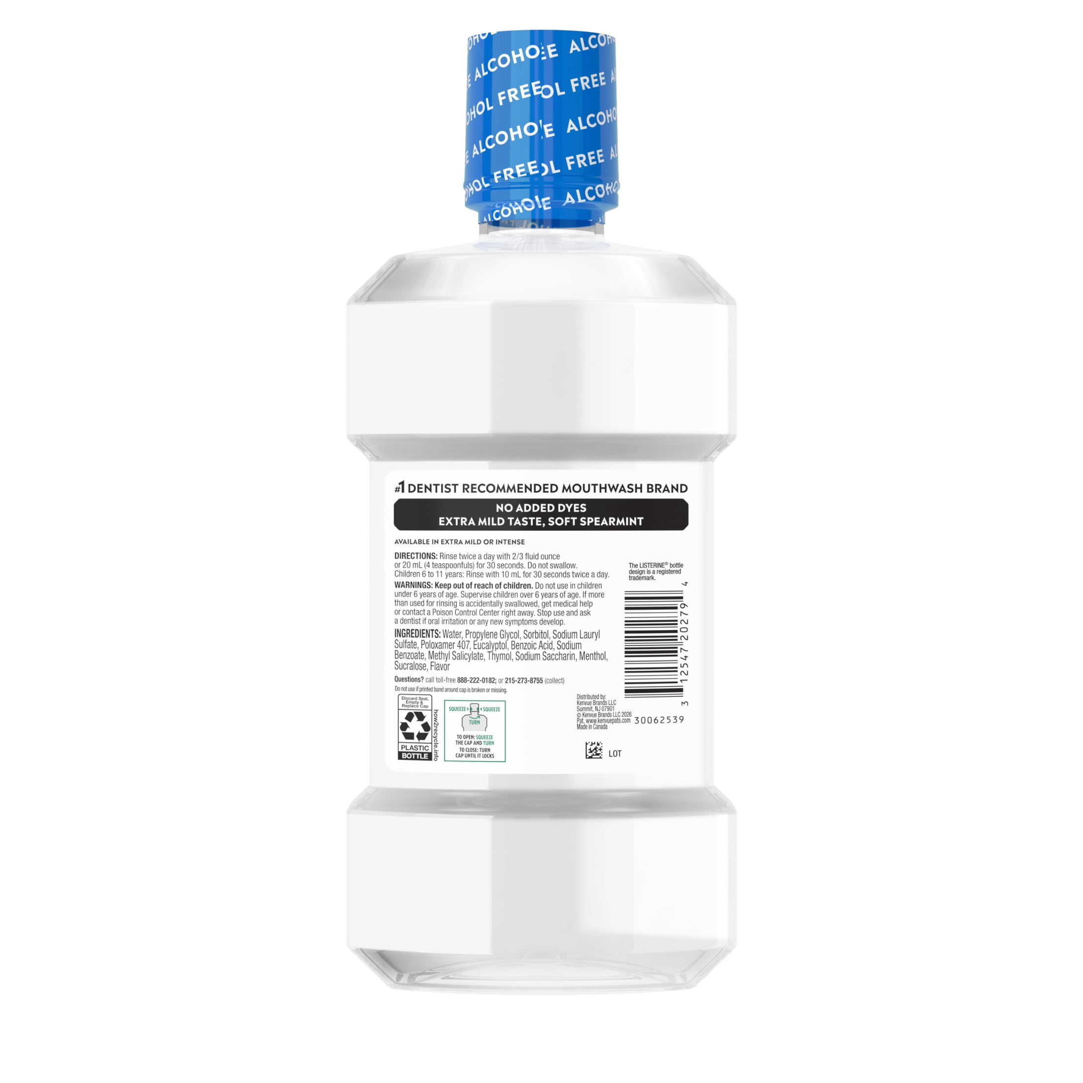 Listerine Freshburst Alcohol-Free Extra Mild Mouthwash, Mint, 500ml