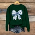 thumbnail image 2 of YUGYXL Women's Long Sleeve Pullover Bow Print Clothes Drop Shoulders Crew Neck Comfy Blouses Green XXL, 2 of 5