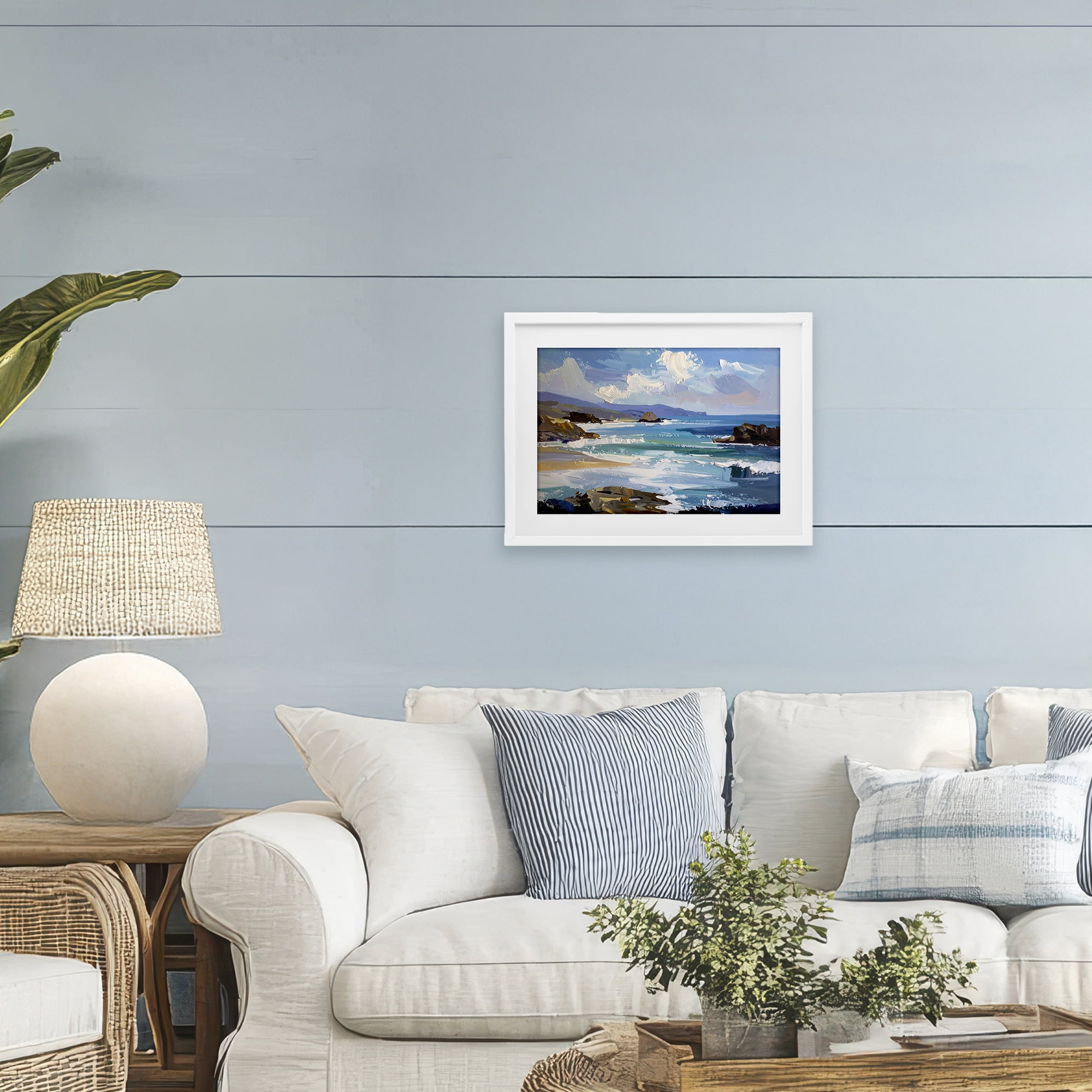 Stupell Industries From Sky To Sea White Framed Print Under Glass, design by Alonza Saunders