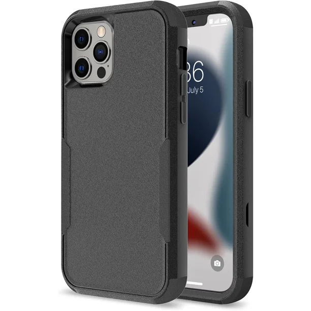 Funda diseñada para iPhone 13 Pro Max, funda protectora resistente de tres capas a prueba de golpes con protección completa de goma para iPhone 13 Pro Max, negro JAMW Sencillez