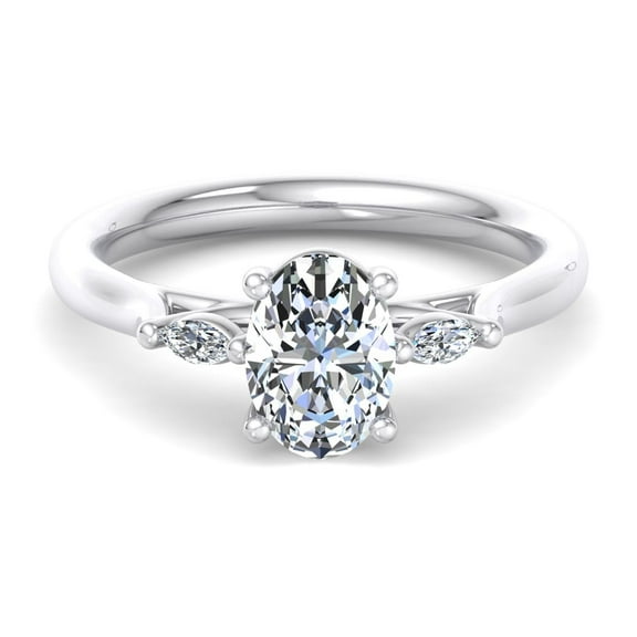 Oryn Jewel 2 Ct Oval Cut Diamond Ring for Her - Lab Created Diamond Wedding Ring - 14K White Gold Over Three Stone Engagement Ring - Proposal Diamond Ring for Women - Special Gift for Girls