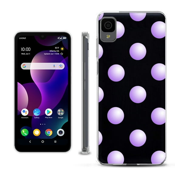 Slim-Fit Gel TPU Phone Case for TCL 30Z / 30 Z / 30 LE, by OneToughShield ® - Polka Dot / Purple