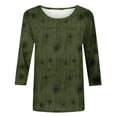 thumbnail image 4 of Blmnix Fashion Work Out Shirts Women Flower Green Travel Oversized Shirts 3/4 Sleeve Crew Neck Blouses, 4 of 7