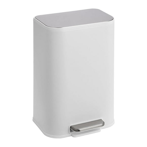 3.2 Gallon Bathroom Trash Can with Lid, Stainless Steel Step-On Pedal Garbage Can, Rectangular Waste Bin with Removable Inner Bucket for Kitchen, Office, and Small Spaces(White)