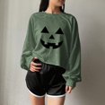 thumbnail image 4 of Elvqul Women's Loose Fit Long Sleeve Sweatshirt Crew Neck Jack-O-Lantern Pumpkin Relaxed Athletic Sporty Active, 4 of 6