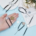 thumbnail image 3 of 20 Sets Cabochon Bracelet 17cm Bezel Bracelet Tray Settings Alloy Bracelet Blanks with Black Leather Chain and Round Glass Cabochons, 3 of 7
