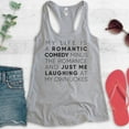 thumbnail image 2 of My Life Is A Romantic Comedy Minus The Romance Tank Top, Ladies Racerback Tank Top Funny Ladies Quirky Tank, Heather Gray, X-Large, 2 of 3