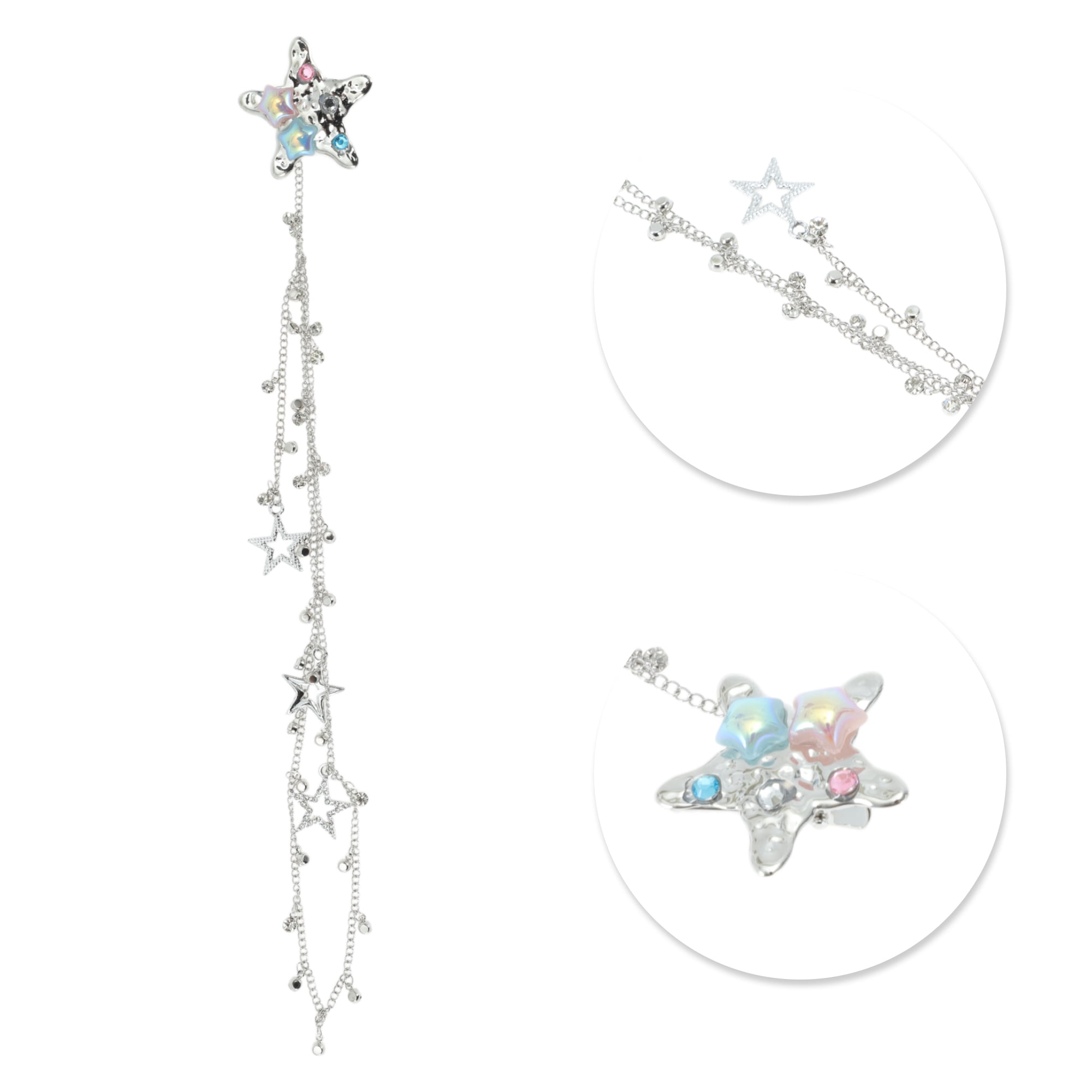 Unique Bargains Fashion Star Braided Hair Chain for Women Silver Tone 1 Pc