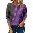 thumbnail image 2 of Purple Women's Long Sleeve T-shirt, Women'S Button Long Sleeve T Shirt Round Neck Casual Tunic Top,Women's Long sleeve T-shirt L, 2 of 5