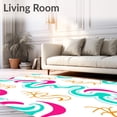 thumbnail image 2 of ODIKA 3'x5' Machine Washable Non-Slip Area Rug, Interlocking Ombre Wave Motif with Radiant Gradient Accents High Traffic Rug, Pink, 555252, 2 of 7