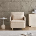 thumbnail image 3 of 30"W Sherpa Accent Chair with Back Pillow, Upholstered Cozy Comfy Armchair with Gold Metal Legs, Furry Reading Chair Single Club Sofa Chairs for Living Room Bedroom Waiting Room Office, Beige, 3 of 7
