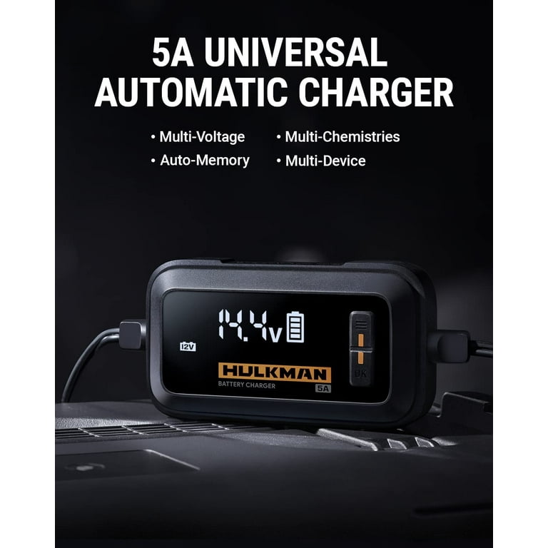 HULKMAN Sigma 5 Battery Trickle Charger, 5A 6V/12V Automatic Smart