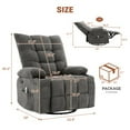 thumbnail image 2 of Swivel Rocker Recliner Chair with Heat and Massage&Adjustable Footrest for Elderly Adults,360° Swivel Rocking Sofa with Handrail and Backrest &Cup Holders Overstuffed Cushion for Back Pain Relief, 2 of 6