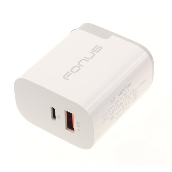 36W Fast Home Charger for T-Mobile REVVL 6 5G Phone - 2-Port USB Type-C Port Travel Wall Power R4Q Compatible With REVVL 6 5G Model