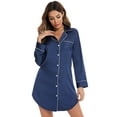 thumbnail image 6 of Eternatastic Button Down Nightgowns for Women Long Sleeve Night Shirt Sleep Shirt V-Neck Sleep Dress Pajama Sleepwear, 6 of 7