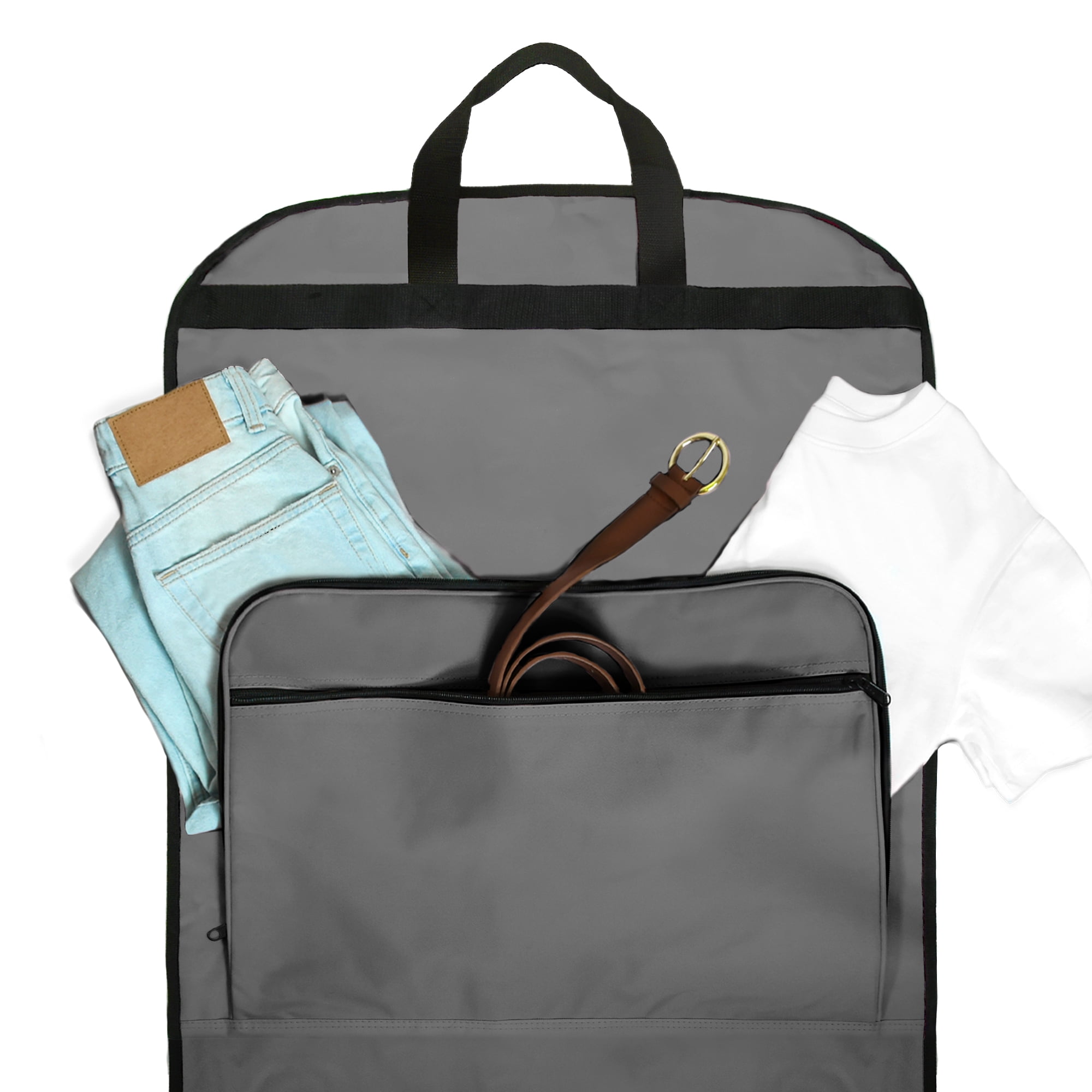 DALIX 60" Professional Garment Bag Cover for Suits Pants and Gowns Dresses (Foldable) Gray