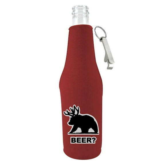 Beer Bear Bottle Coolie Burgundy With Opener