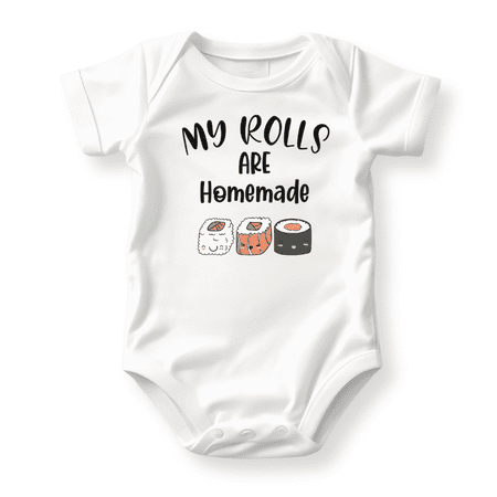 My Rolls are Homemade Sushi Shirt Premium Custom Baby Clothes Unisex Baby Announcement Gift for Mom Newborn Outfit 0-3m White