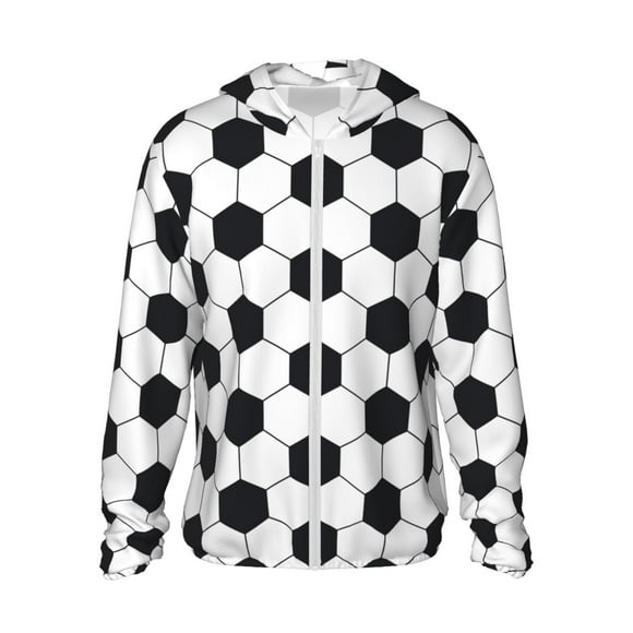 Vsdgher Sweat à Capuche Imprimé Ballon de Soccer pour Adultes, Protection Solaire à Manches Longues pour Hommes et Femmes, Pêche, Course, Natation - Très Grand