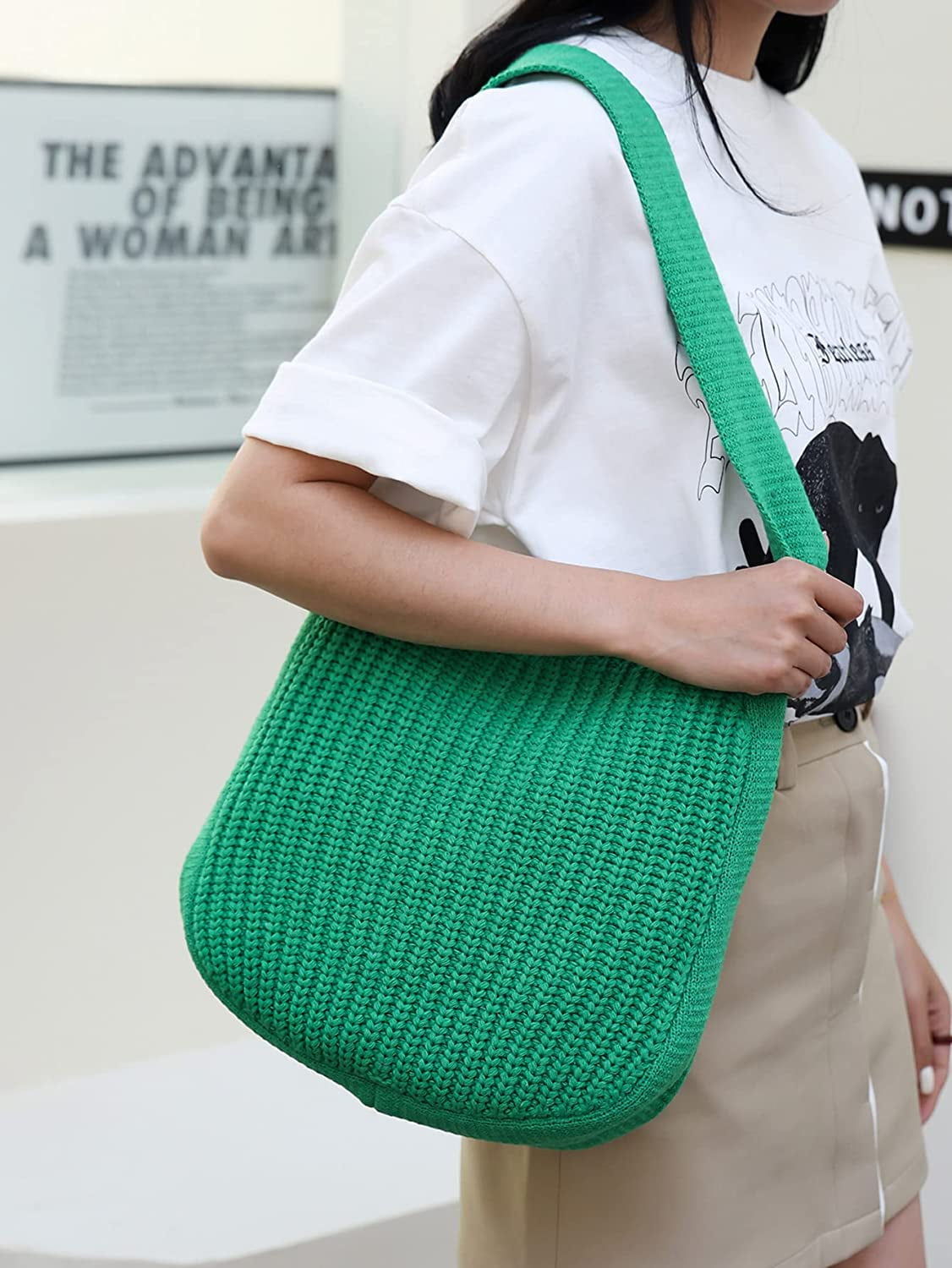CoCopeaunts Women's Shoulder Handbags Hand crocheted Bags large Shoulder Shopping Bag tote bag aesthetic canvas tote cute tote bags