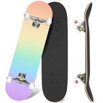 31'' Complete Skateboard 7 Layer Canadian Maple Double Kick Deck Skateboards Pastel rainbow Skate Board for Beginner Adult Gifts