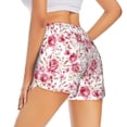 thumbnail image 2 of Uemuo Rose Flowers Pattern Women's Athletic Shorts High Waisted Running Shorts with Liner Pockets Gym Elastic Workout Shorts-Small, 2 of 8