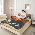 thumbnail image 4 of Manfei Boys Girls Safari Black Bear Full Size Sheets 4-Piece,Jungle Woodland Animal Breathable Bed Sheets,Vintage Aesthetics Lightweight Sheet Sets,Breathable Home Decor, 4 of 7