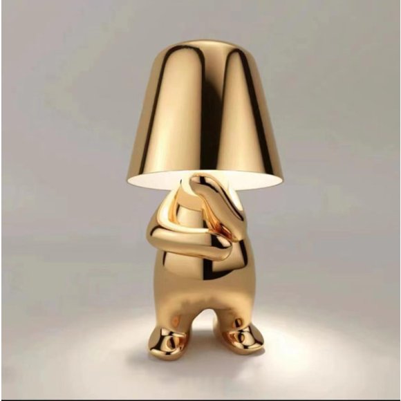 Portable decorative gold desk lamp thinker rechargeable night light