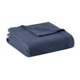 thumbnail image 3 of Twin Cotton Blankets, Breathable Waffle Weave Blankets for All Seasons, Indigo, 3 of 5