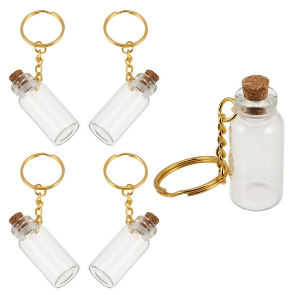 OUNONA 5pcs Small Clear Glass Bottles with Cork Lids Mini Wishing Vials for DIY Crafts Wedding Favors Tiny Containers