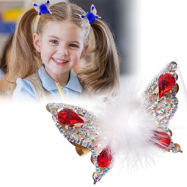 Horquilla de mariposa voladora 2024, nuevas pinzas para el pelo coloridas y brillantes para niñas pequeñas, lazos para el pelo de mariposa con bolas de peluche para niñas, accesorios para el pelo de m