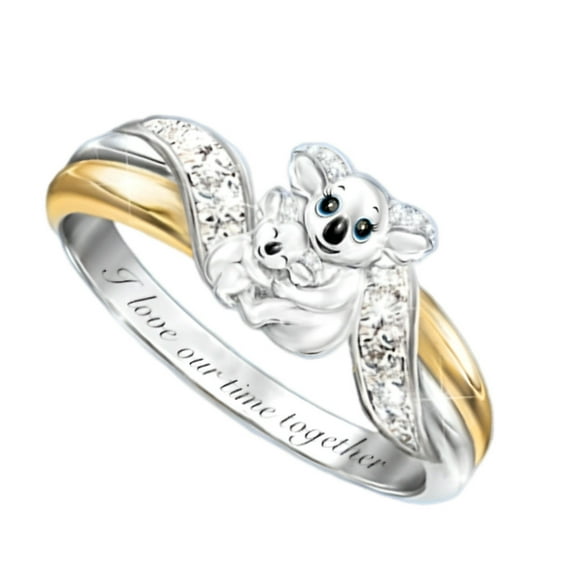 Qarigey Anillo de Koalas a prueba de agua estilo de letra joyería brillante bandas de boda resistentes al desgaste anillos de animales de dibujos Ropa, zapatos y accesorios Miscelánea Tipo 1 Qarigey AP006391-01