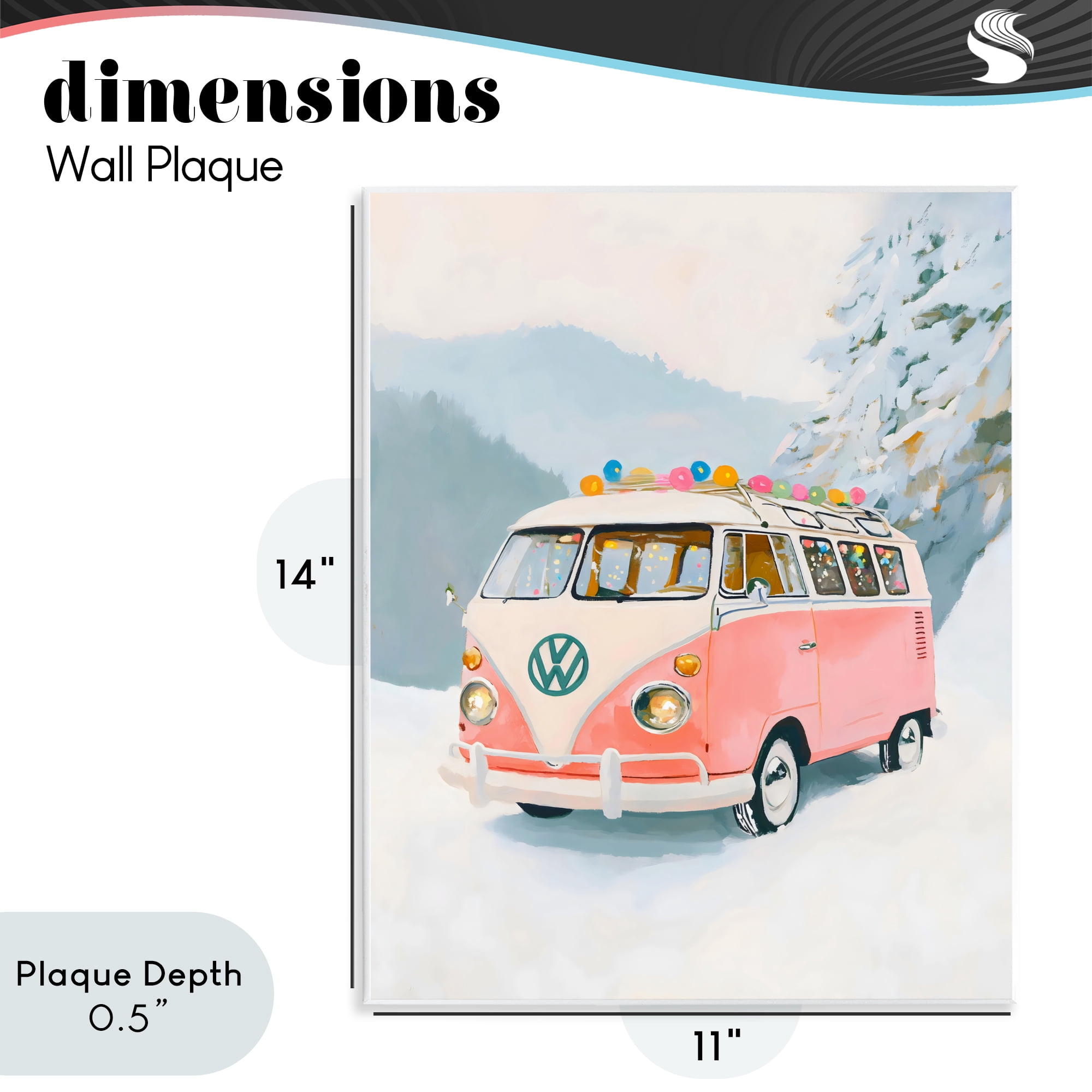 Stupell Industries Pink Christmas Van in Snow Wall Plaque Art, design by The Prints Vibe