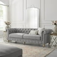 thumbnail image 3 of Londynn Sofa Light Grey Linen Button Tufted Rolled Arm Sinuous Springs, 3 of 10