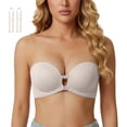 thumbnail image 2 of ZNQHFRE Front Closure Strapless Bra with Removable Strap, No Underwire Push Up Bra for Women Small Breast, 2 of 5