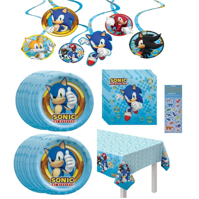 Sonic Birthday Party Supplies Bundle Pack includes 16 Dessert Cake