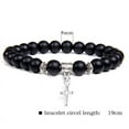 thumbnail image 3 of Trendy Men Beads Bracelet Slivers Color Cross Pendant Bracelet Natural Stone Bracelets Charm for Women Healing Prayer Jewelry, 3 of 6