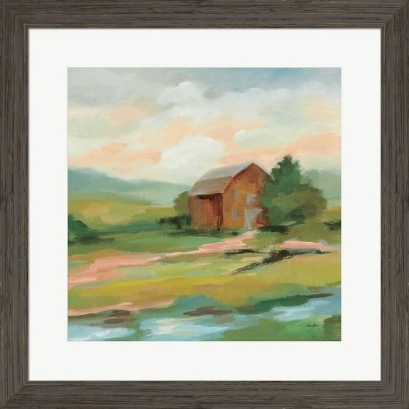 Great Art Now Springtime Farm Pastel Sq by Silvia Vassileva, Framed Wall Art, 23.5W x 23.5H