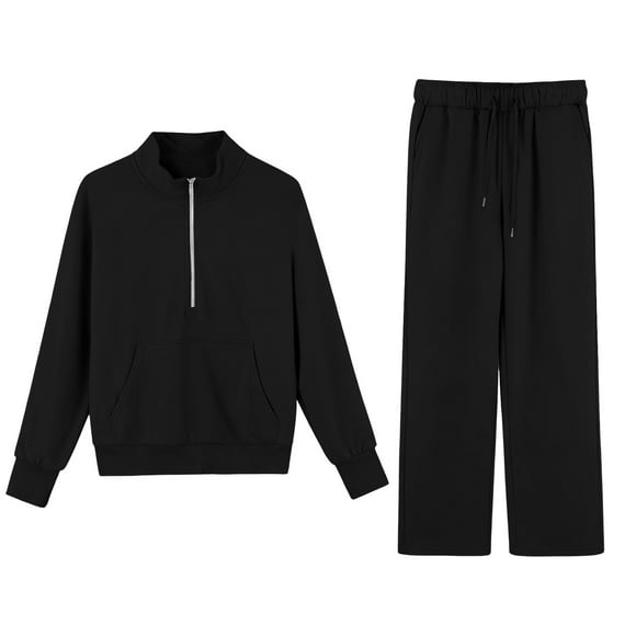 ZJXFGS Automet Hoodie,Hoodie Set for Women,Women's Two Piece Loungewear,Plus Size Two Piece Sets for Women,Airport Outfits for Women 2025,Comfort Sets for Women,Sweat Pant Sets for Women,Black,S