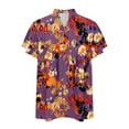 thumbnail image 4 of Women's Casual V-Neck Boho Floral Tops Ruffle Short Sleeve Blouse Pleated Babydoll T Shirt Purple,L, 4 of 5